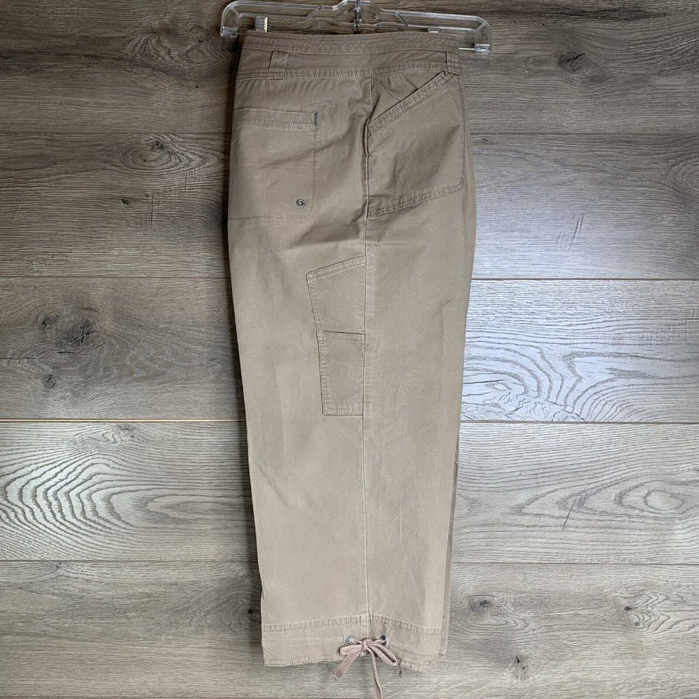 Coldwater Creek Capri Pants Womens 12 Bown Solid Zip Snap Close Drawstring Cuff - Picture 9 of 9